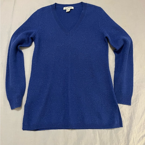 Tommy Bahama Royal Blue V-Neck Tunic‎ Sweater | Merino & Cashmere | XS - Picture 1 of 10